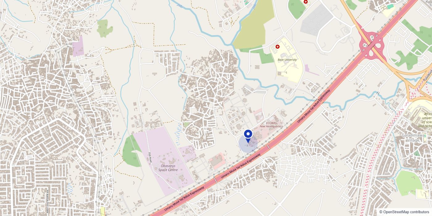 Map showing NILDS at Piwoyi District, off Umaru Musa Yar’adua Expressway, Abuja